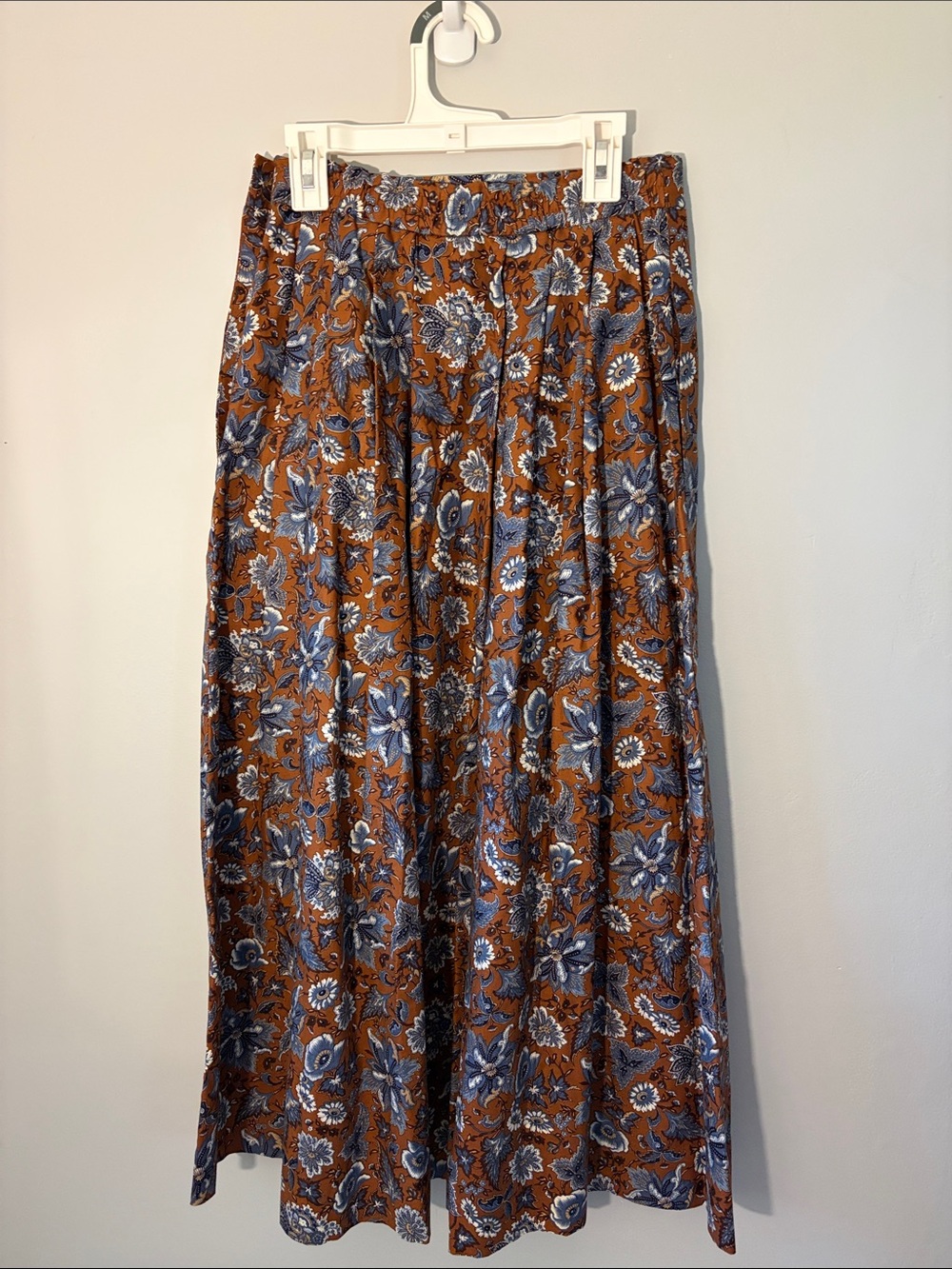 Vintage Orvis Brown and Blue Floral Tiered Maxi Skirt - Picture 3 of 3